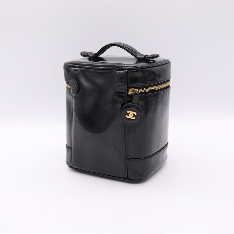 Chanel 香奈兒 vintage 黑色 漆皮化妝箱 CC LOGO-7