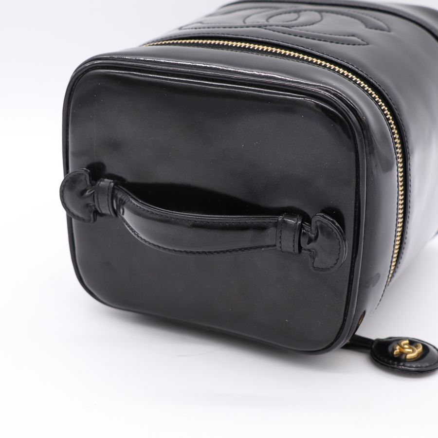 Chanel 香奈兒 vintage 黑色 漆皮化妝箱 CC LOGO-8