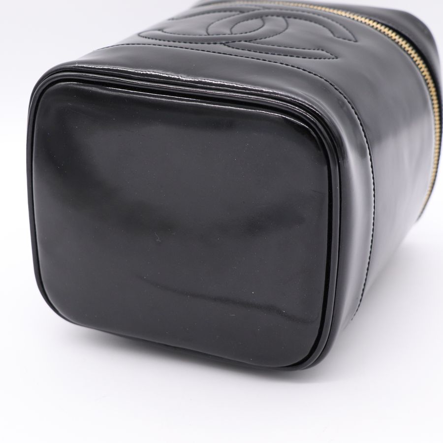Chanel 香奈兒 vintage 黑色 漆皮化妝箱 CC LOGO-9