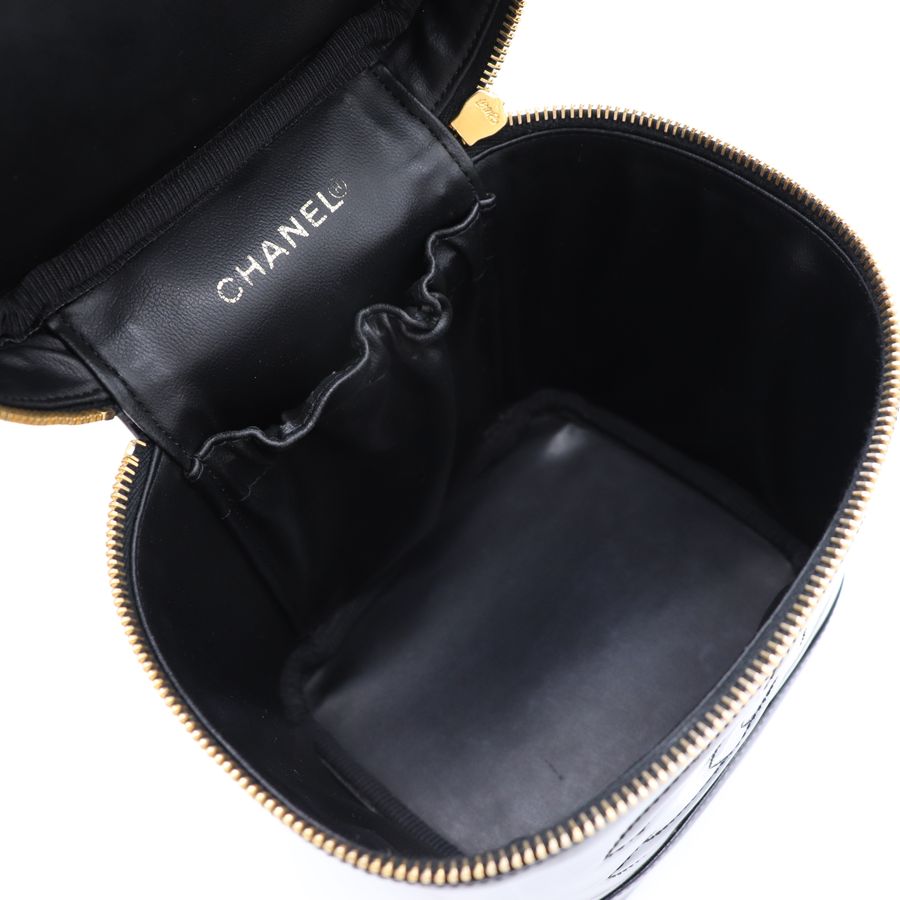 Chanel 香奈兒 vintage 黑色 漆皮化妝箱 CC LOGO-13