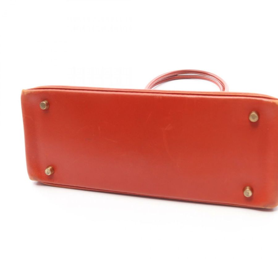 愛馬仕 La Shoulder Tote Bag Box 小牛皮棕色二手女士 Z GHW-14