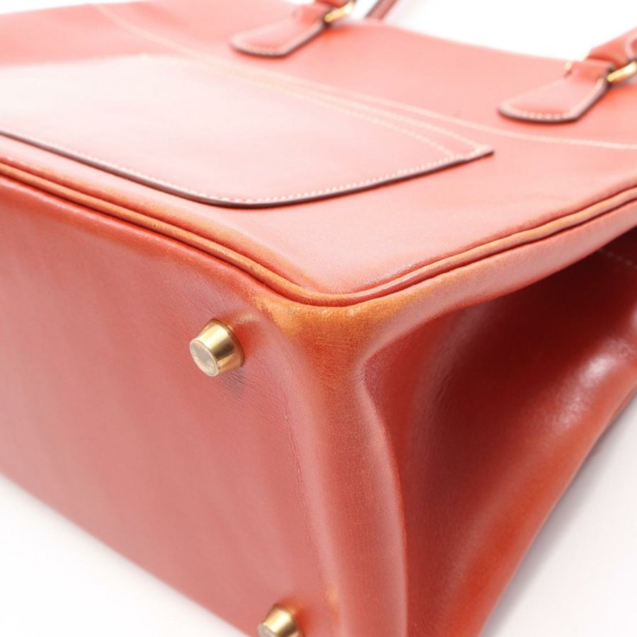 愛馬仕 La Shoulder Tote Bag Box 小牛皮棕色二手女士 Z GHW-15