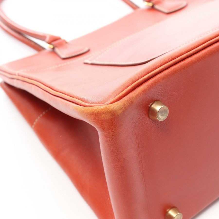 愛馬仕 La Shoulder Tote Bag Box 小牛皮棕色二手女士 Z GHW-16