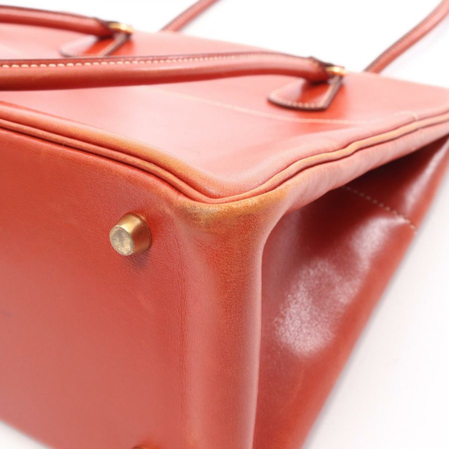 愛馬仕 La Shoulder Tote Bag Box 小牛皮棕色二手女士 Z GHW-17