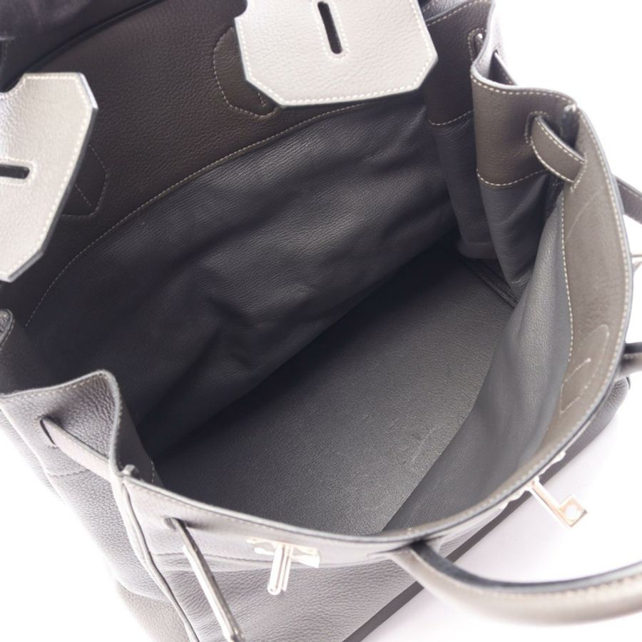 HERMES Haut a courroies 40 手提包 Clemence 皮革 灰色 Ardoise 二手 M SHW-2