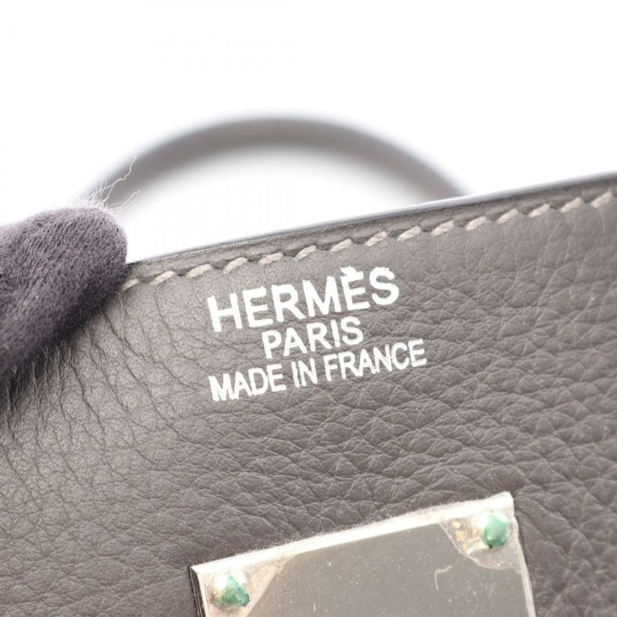 HERMES Haut a courroies 40 手提包 Clemence 皮革 灰色 Ardoise 二手 M SHW-3