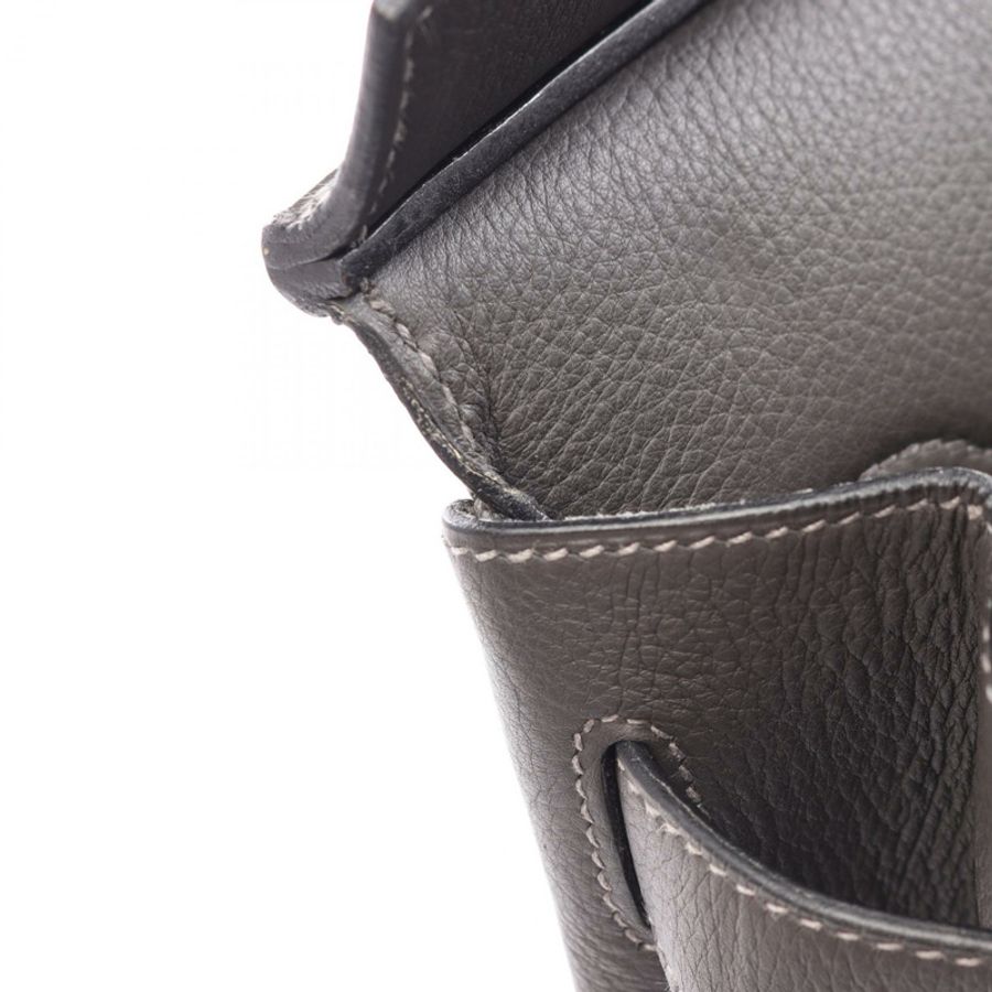 HERMES Haut a courroies 40 手提包 Clemence 皮革 灰色 Ardoise 二手 M SHW-7