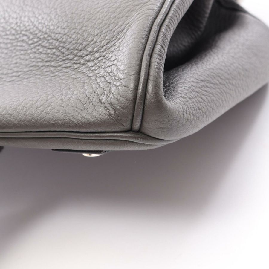 HERMES Haut a courroies 40 手提包 Clemence 皮革 灰色 Ardoise 二手 M SHW-9