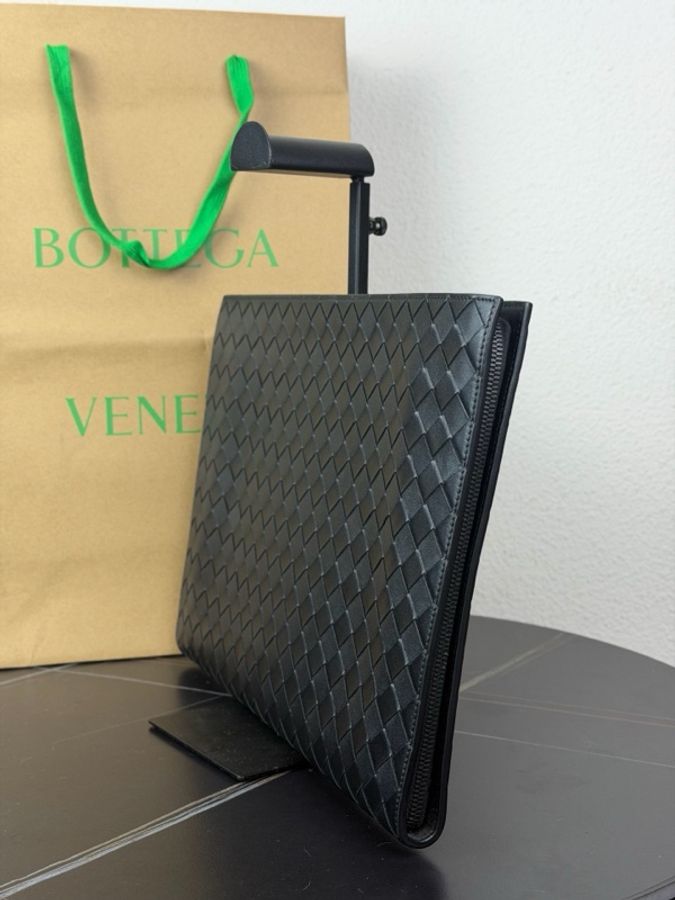 Bottega Veneta 葆蝶家 bv黑色牛皮編織手拿包-2