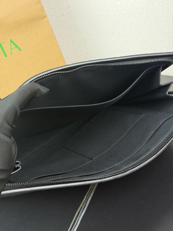 Bottega Veneta 葆蝶家 bv黑色牛皮編織手拿包-5