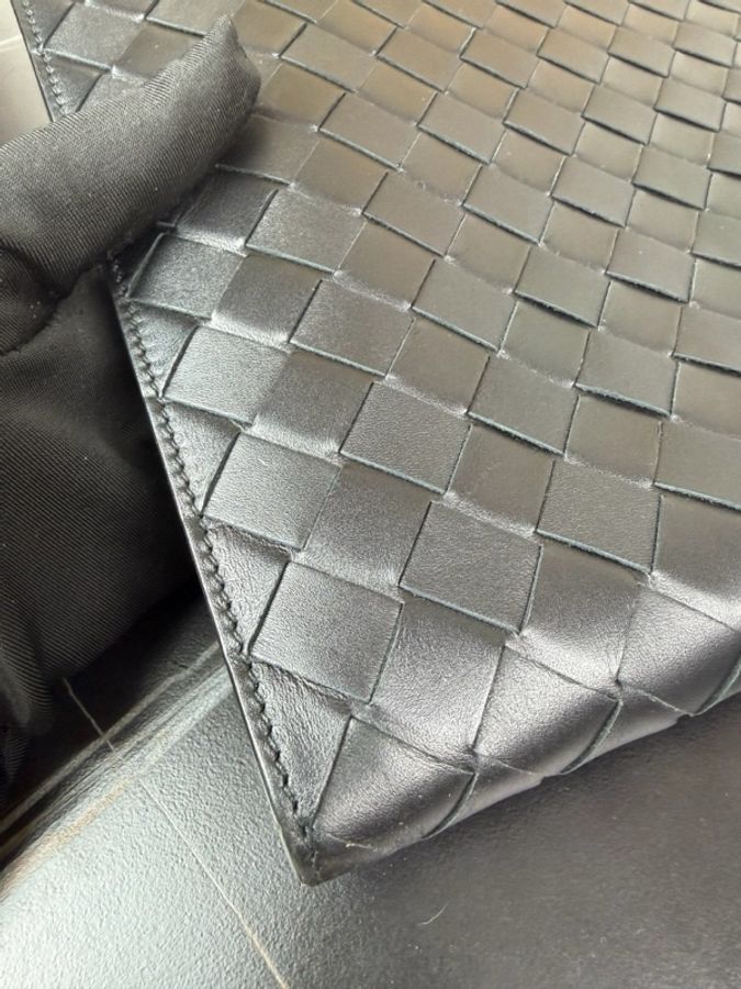 Bottega Veneta 葆蝶家 bv黑色牛皮編織手拿包-9
