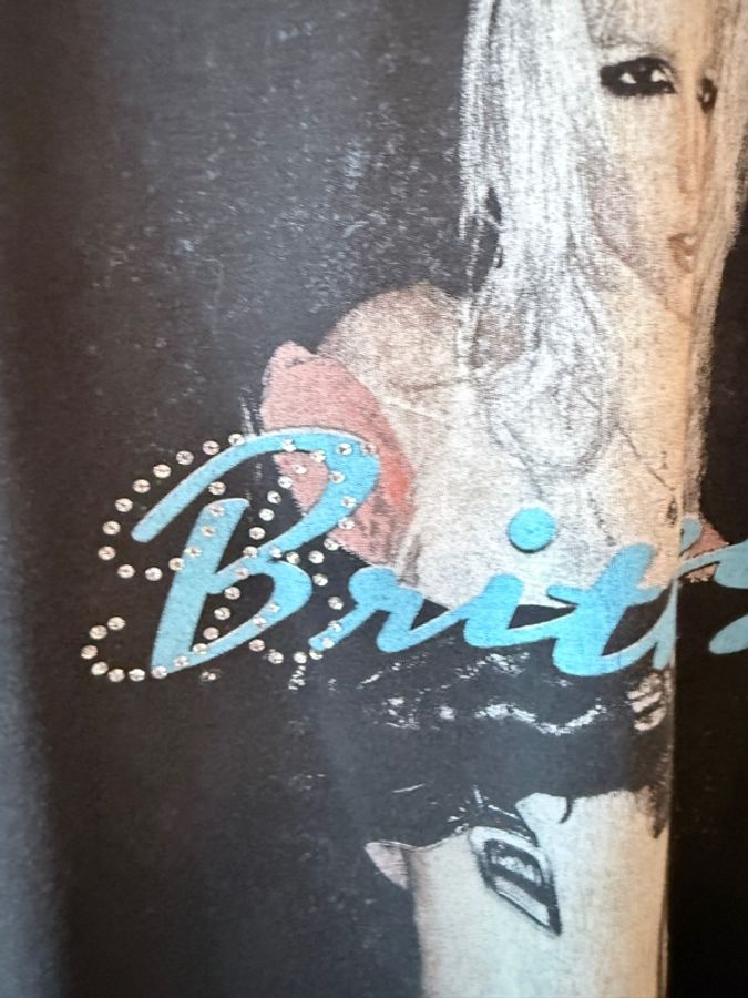 Balenciaga✨SS26 Britney Spears系列小甜甜布蘭妮Y2K水鑽圖案簽名圓領短袖短版上衣T#L碼-1