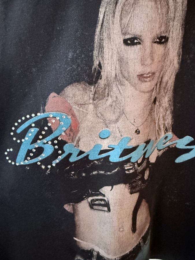 Balenciaga✨SS26 Britney Spears系列小甜甜布蘭妮Y2K水鑽圖案簽名圓領短袖短版上衣T#L碼-2