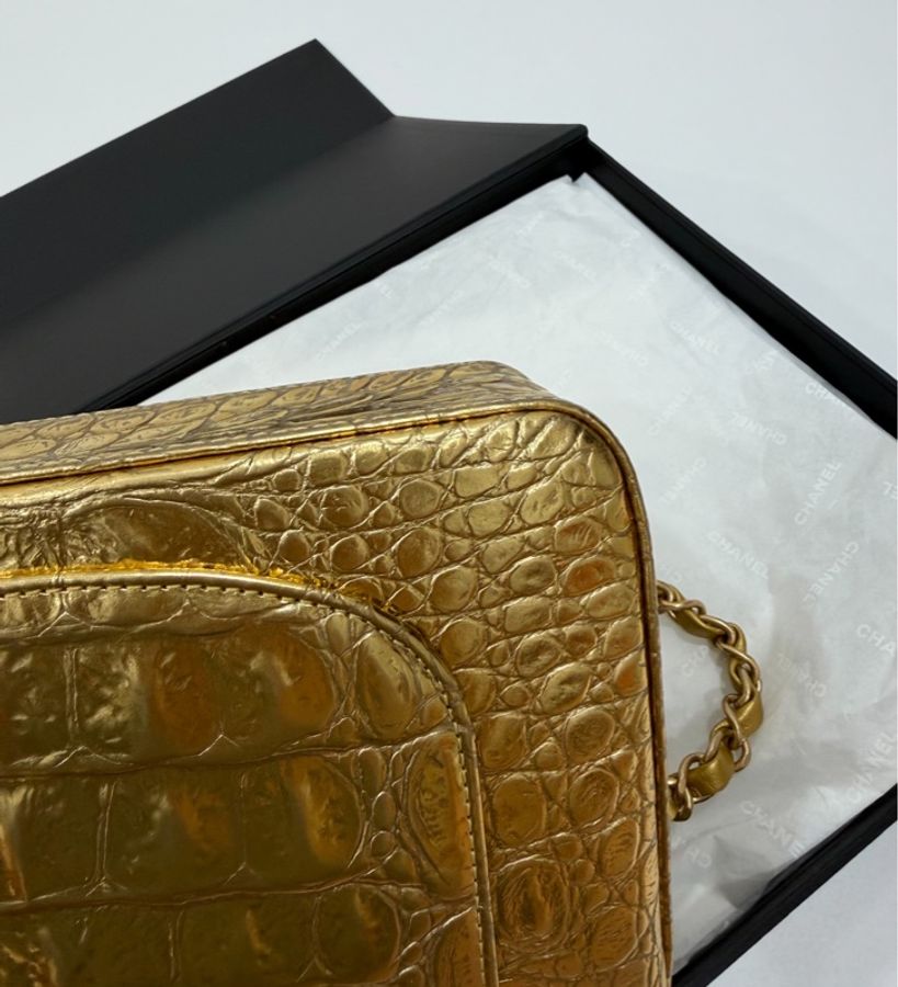 《仙闆名牌精品》Chanel 香奈兒 Metiers d'art 手工坊系列 埃及金 鱷魚紋 CF 25 口蓋包 斜背包 肩背包 手提包-27