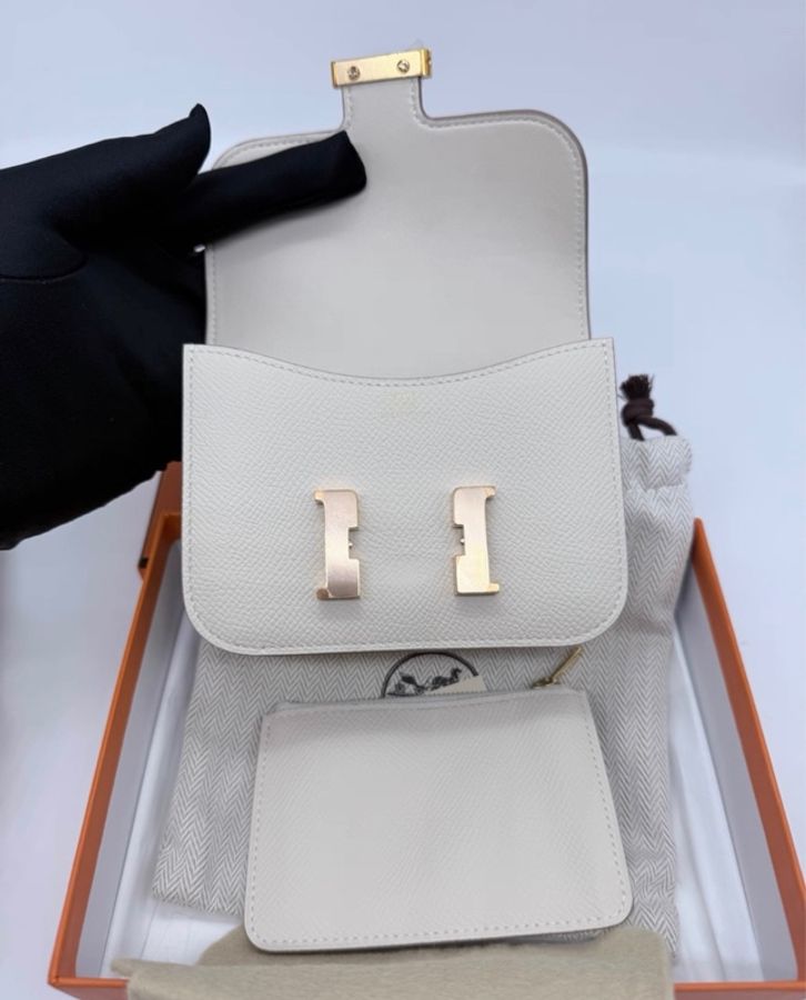 Hermes 愛馬仕 康康slim 奶油白金扣-7