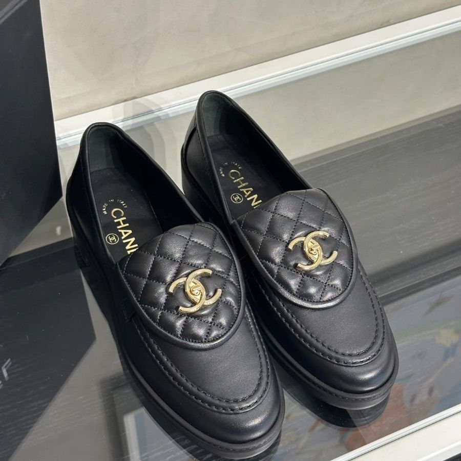 CHANEL Loafers 小羊皮樂福鞋 - 黑金 39-0