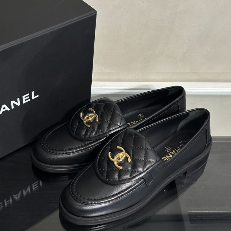 CHANEL Loafers 小羊皮樂福鞋 - 黑金 39-3