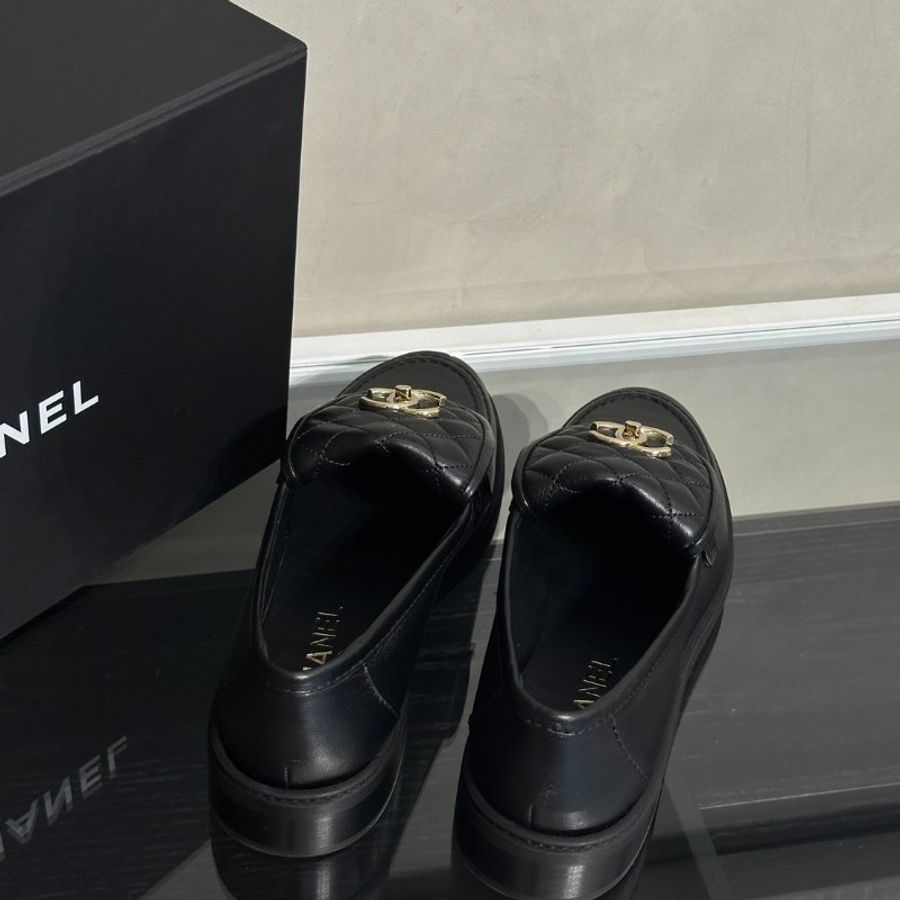 CHANEL Loafers 小羊皮樂福鞋 - 黑金 39-4
