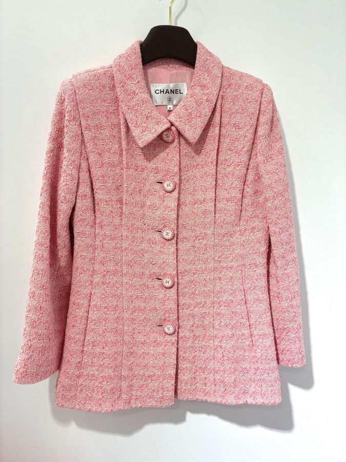 Chanel 粗花翻領排扣外套-0