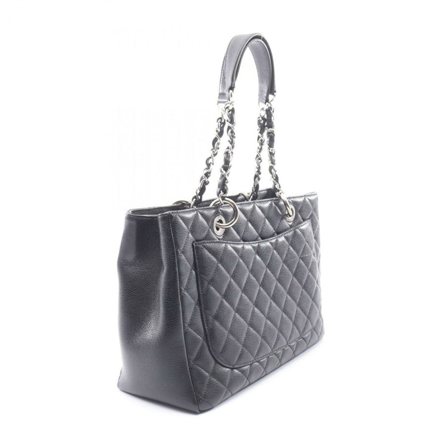 香奈兒 (CHANEL) Matelasse Grand Shopping GST 鏈條手提包 A50995 小牛皮 黑色 SHW-1