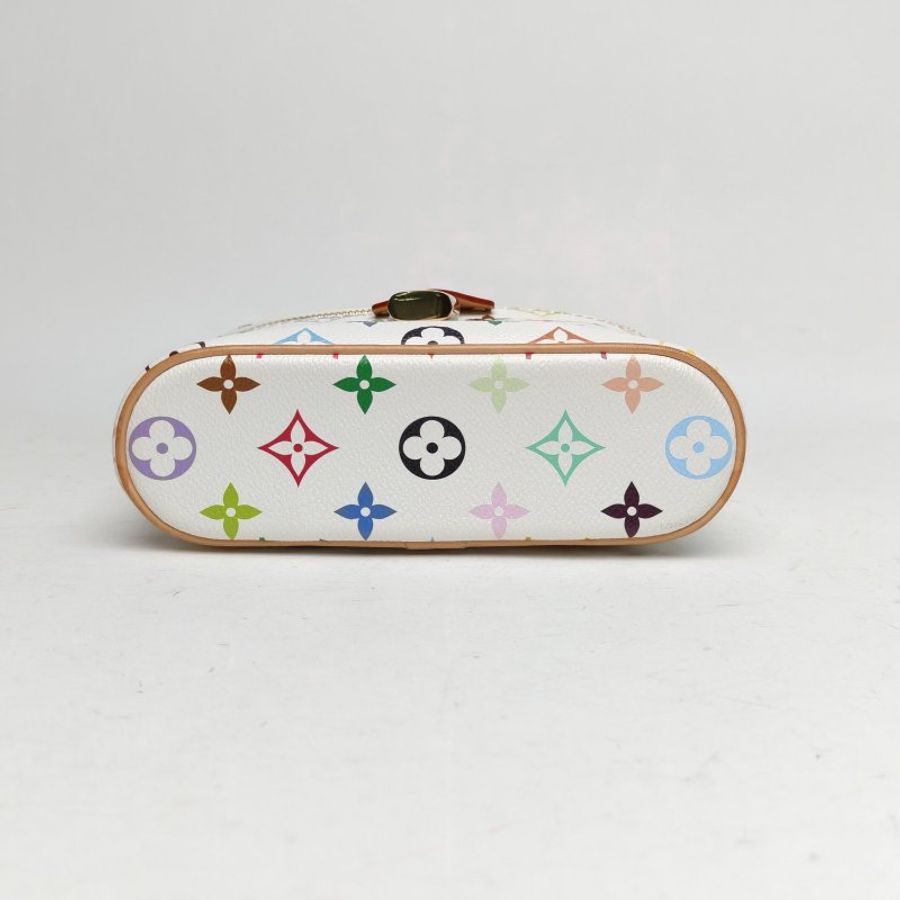 LOUIS VUITTON Vanity化妝包村上隆聯名白三彩金扣晶片肩背包-4