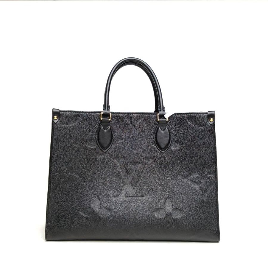 LOUIS VUITTON Onthego中號黑色牛皮晶片老花壓紋肩背包-2
