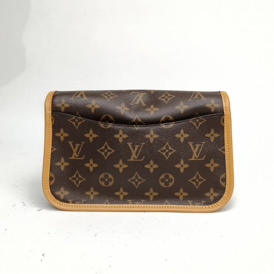 LOUIS VUITTON Diane法棍包可拆卸黑紫寬肩帶老花PVC晶片肩背包-2