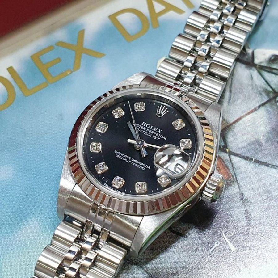 【大眾名錶】ROLEX勞力士 79174 Datejust 蠔式女錶 新包台 黑色十鑽面盤 錶徑26 大眾名錶B1374-5