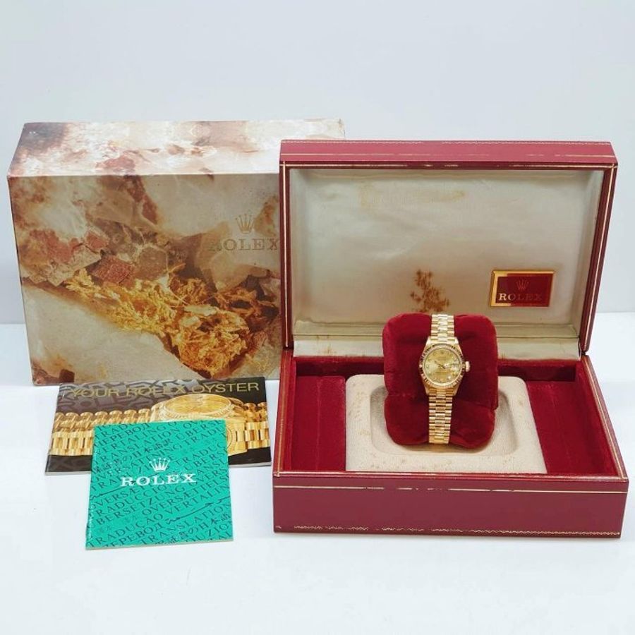 【大眾名錶】ROLEX勞力士 69178 Datejust 蠔式18K金 女錶日誌 金色十鑽面盤 大眾名錶G329-9