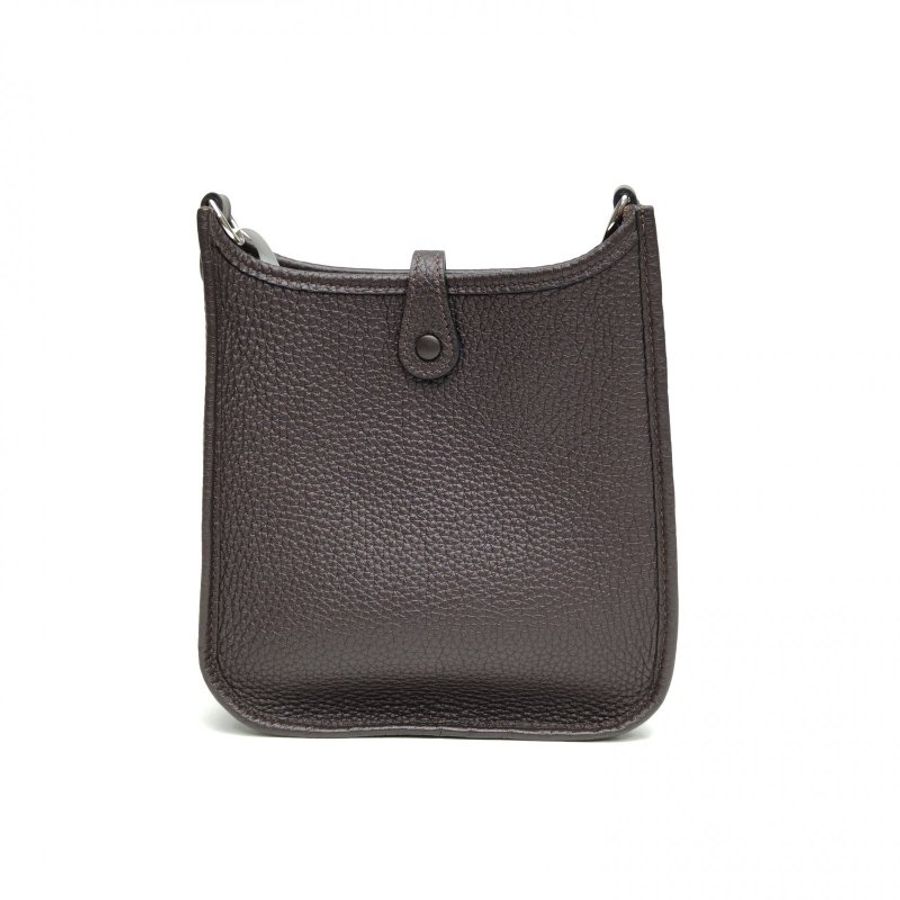 HERMES EvelyneMini16烏木色TC皮B刻銀扣金扣肩背包-2