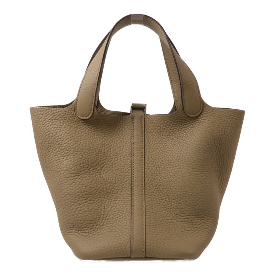 HERMES Clemence皮革Picotin PM手挽袋Beige Marfa-1