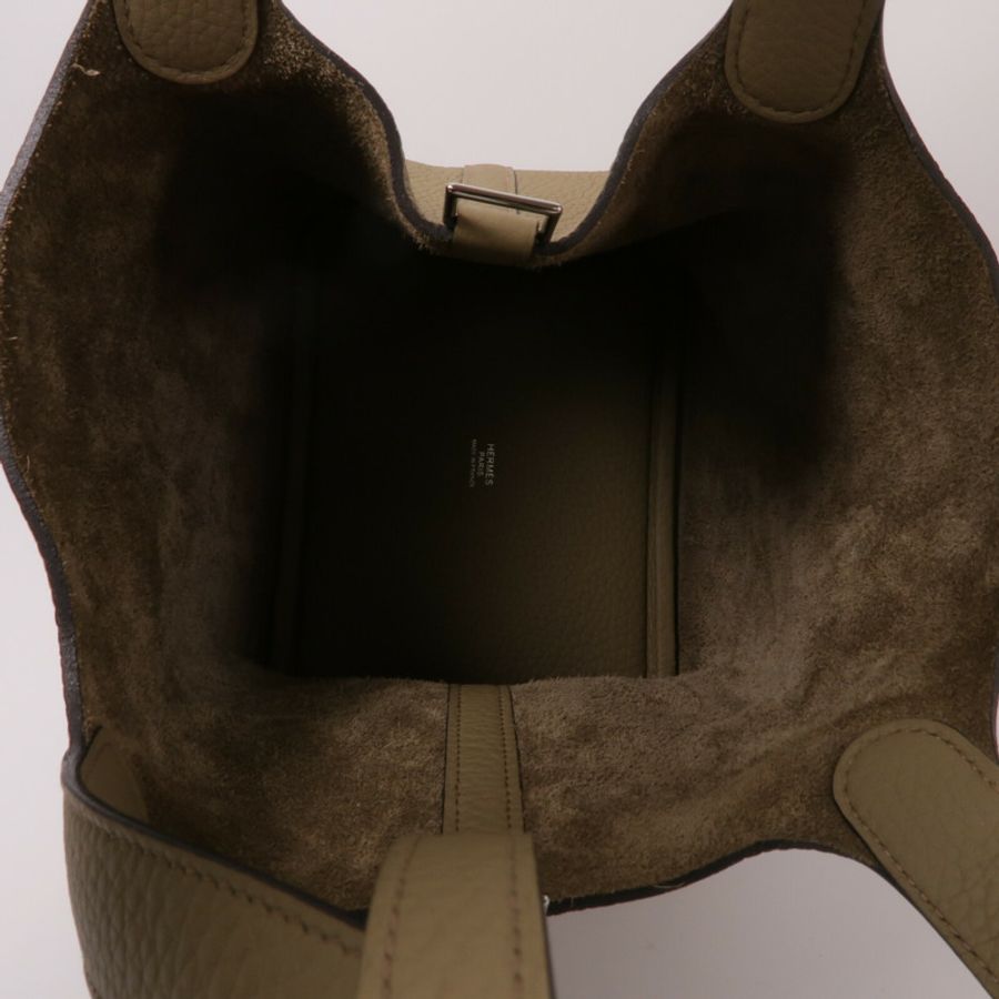 HERMES Clemence皮革Picotin PM手挽袋Beige Marfa-4