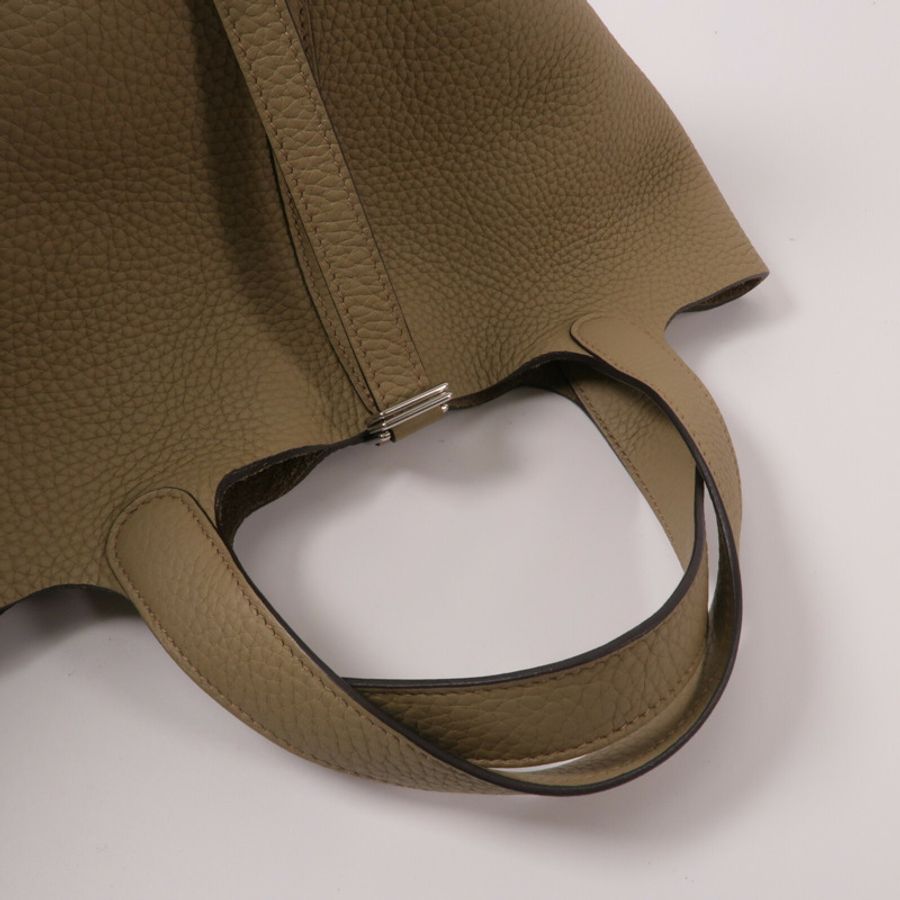 HERMES Clemence皮革Picotin PM手挽袋Beige Marfa-8