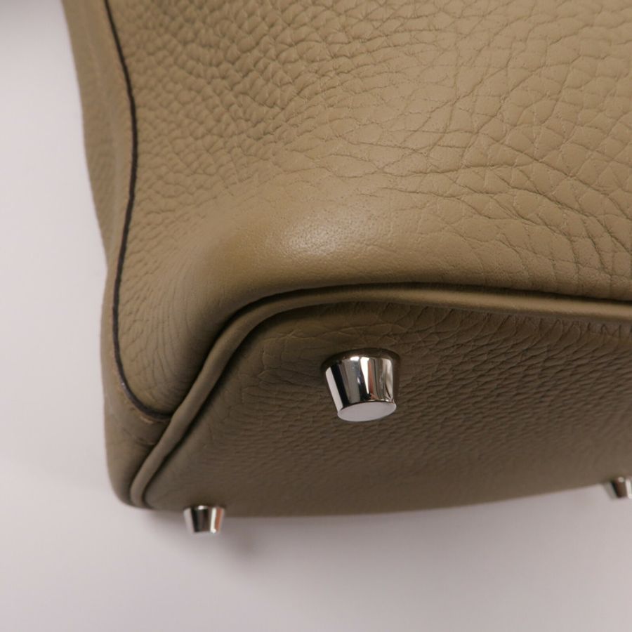 HERMES Clemence皮革Picotin PM手挽袋Beige Marfa-12
