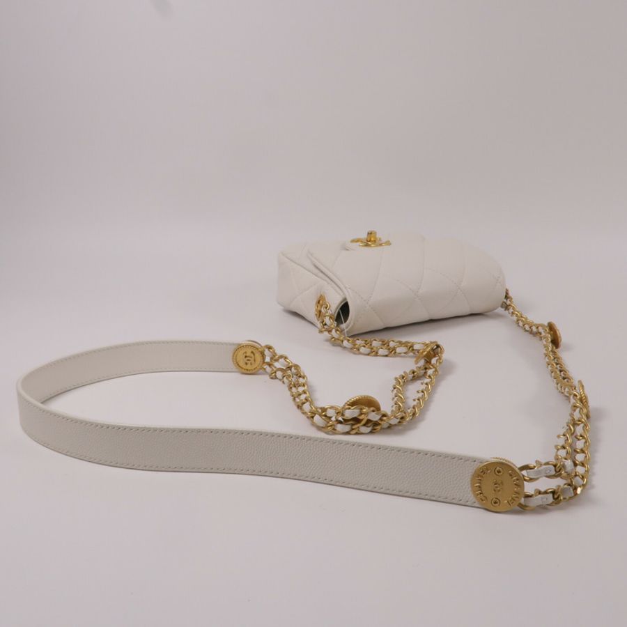 CHANEL 牛皮皮革Chain Shoulder鏈帶肩背袋-9