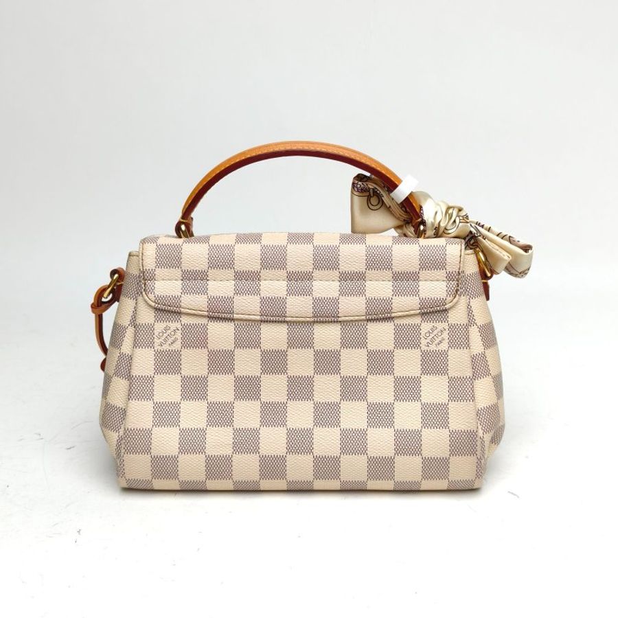 LOUIS VUITTON Croisette手柄郵差包白棋格PVC金扣肩背包-2