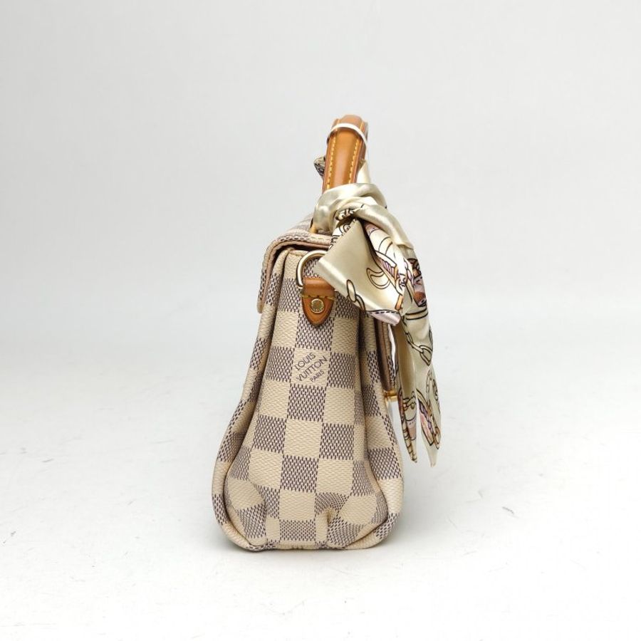 LOUIS VUITTON Croisette手柄郵差包白棋格PVC金扣肩背包-3