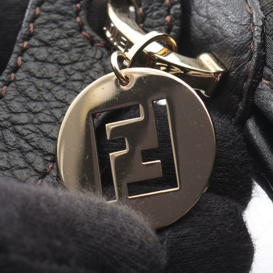 FENDI Zucchino 斜背包單肩包 8BT088 帆布皮革 黑色 二手 女士-7