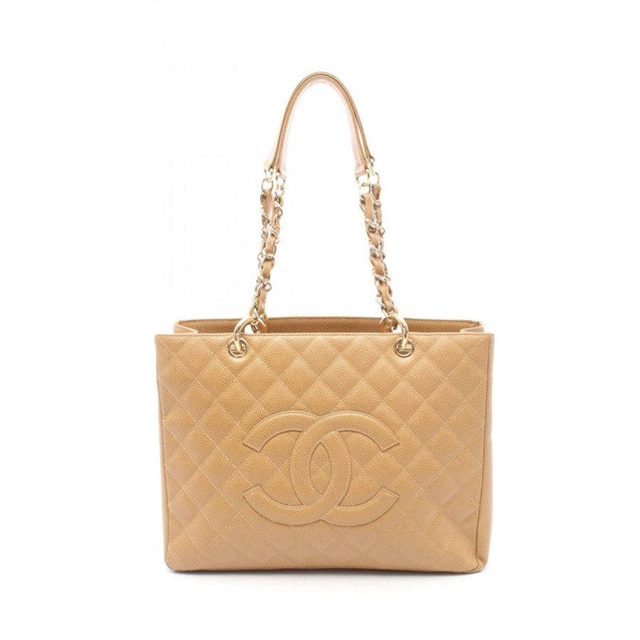 香奈兒 (CHANEL) Matelasse Grand Shopping GST 鏈條手提包 A20995 小牛皮 棕色 GHW CC-0