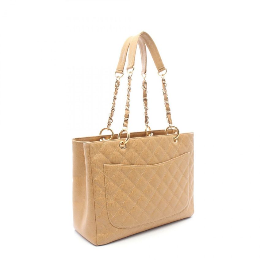 香奈兒 (CHANEL) Matelasse Grand Shopping GST 鏈條手提包 A20995 小牛皮 棕色 GHW CC-1