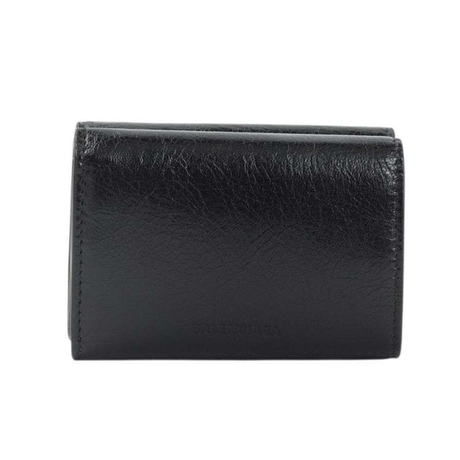 【Balenciaga 巴黎世家】Le City Mini 迷你 三折 羊皮 卡夾 零錢包 皮夾 短夾 黑色 金色 810669-3