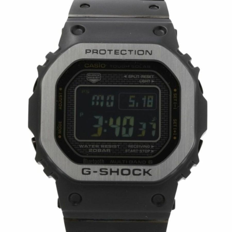 卡西歐 G-SHOCK 全金屬 5000 系列 GMW-B5000MB-1JF 黑色不鏽鋼男士手錶-0