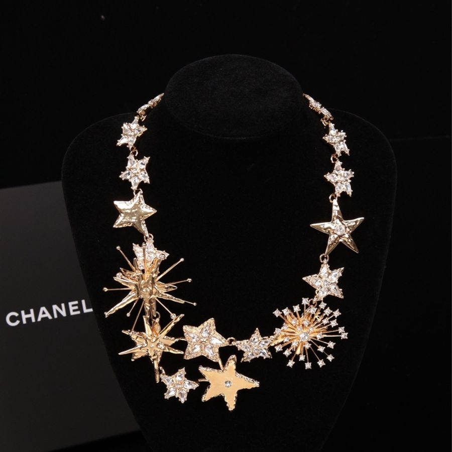 Chanel 26S重工金色烟花星星chocker项链-0