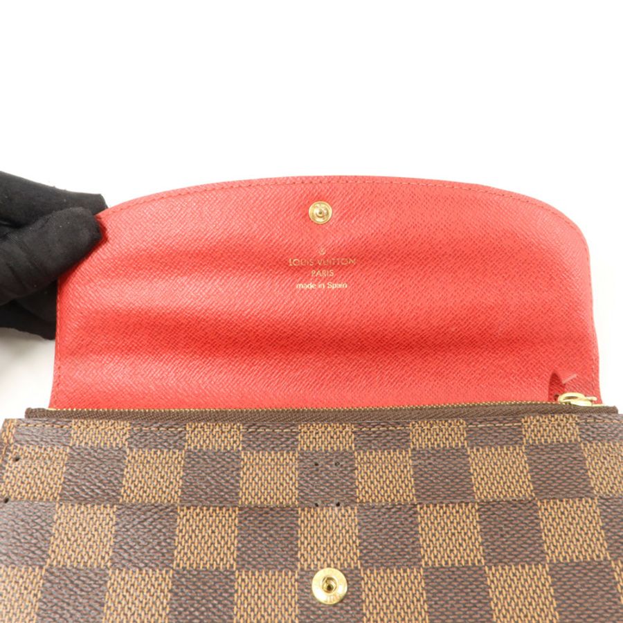 LOUIS VUITTON Damier Portefeuille Emilie Long Wallet金扣長錢包-8