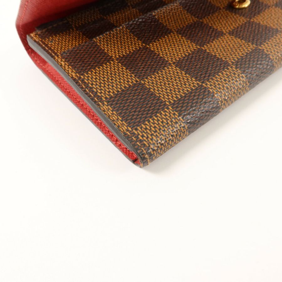 LOUIS VUITTON Damier Portefeuille Emilie Long Wallet金扣長錢包-10