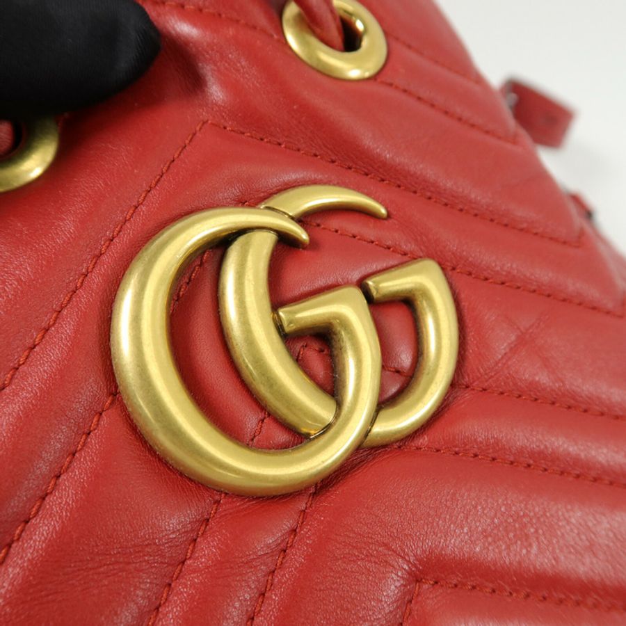 GUCCI 牛皮皮革GG Marmont Bucket手挽肩背兩用袋-5