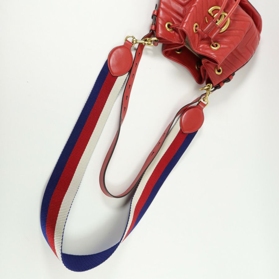 GUCCI 牛皮皮革GG Marmont Bucket手挽肩背兩用袋-9