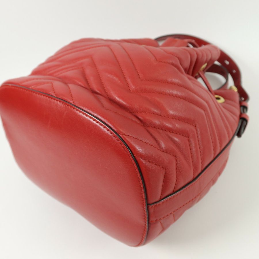 GUCCI 牛皮皮革GG Marmont Bucket手挽肩背兩用袋-10