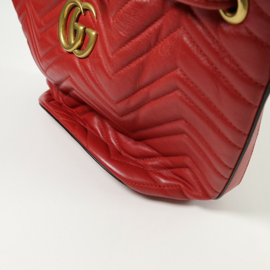 GUCCI 牛皮皮革GG Marmont Bucket手挽肩背兩用袋-14