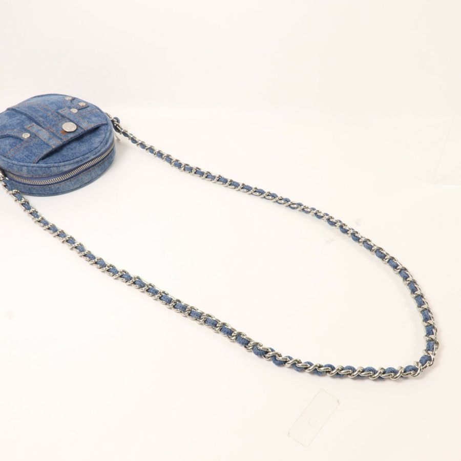 MOSCHINO 牛仔布Chain Shoulder鏈帶肩背袋-8